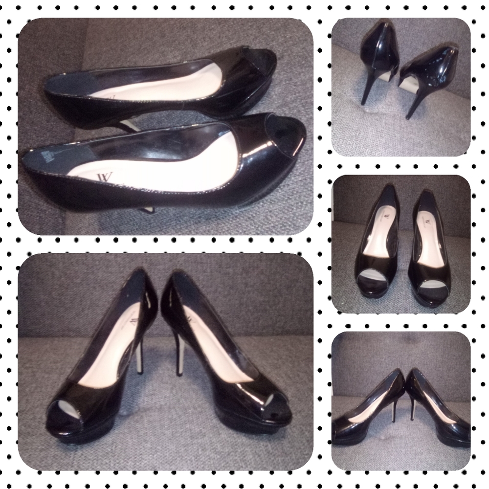 Black peep toe pumps
